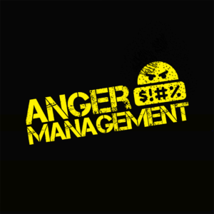 Anger management package graphic with yellow text and an icon exclaiming an expletive